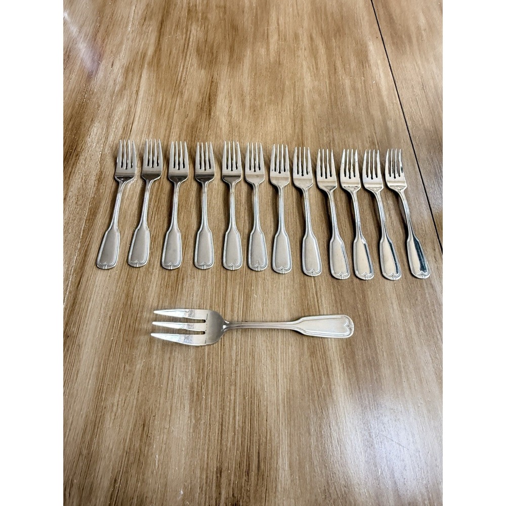 Towle Hotel (12) Fiddle Thread Salad Forks + Large Serving Meat Fork 18/10